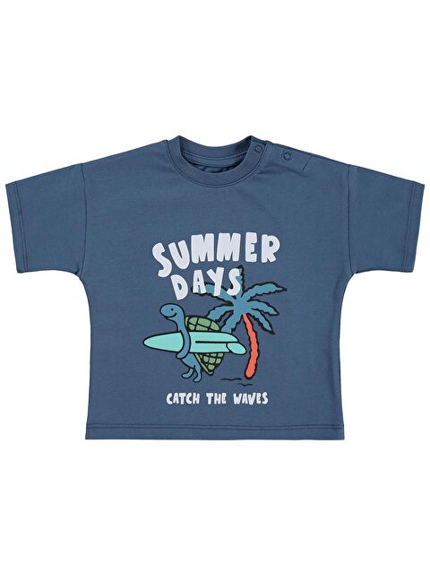 Civil Baby Summer Days Baskılı 3-12 Ay Tişört - Mavi