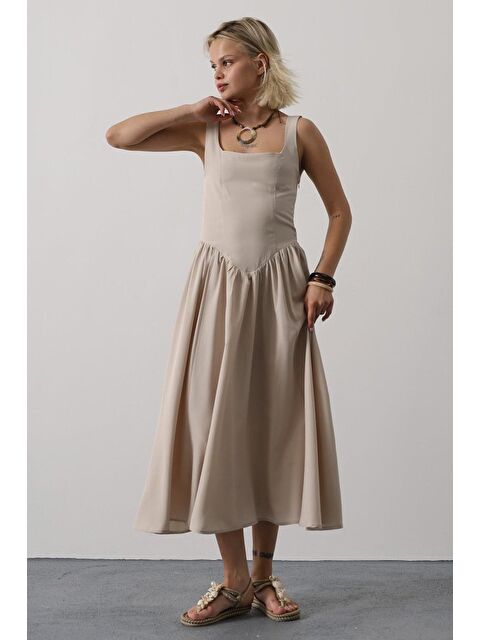 Jane's Askılı Uzun Elbise - Taş - S000527852-20076