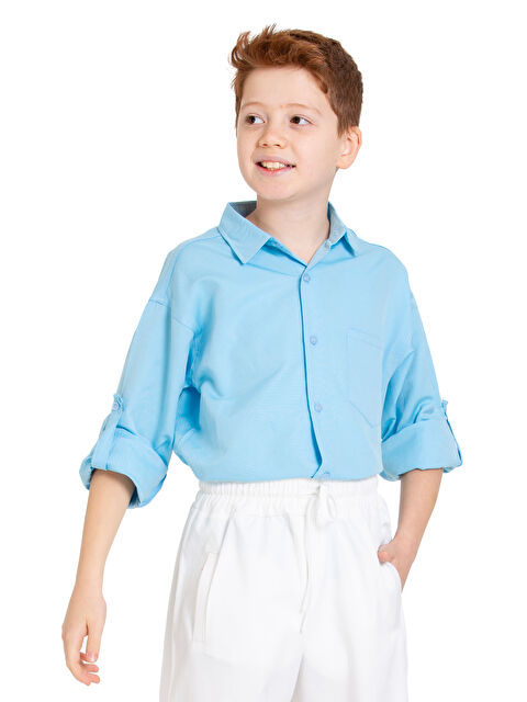 pi pengai Erkek Çocuk Terikoton Gömlek 4-14 Yaş P094 - S000368648-17437