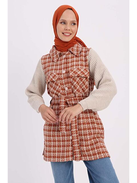 ALLDAY Camel-Triko Garnili Kuşaklı Tüvit Hırka - S000501616-4557