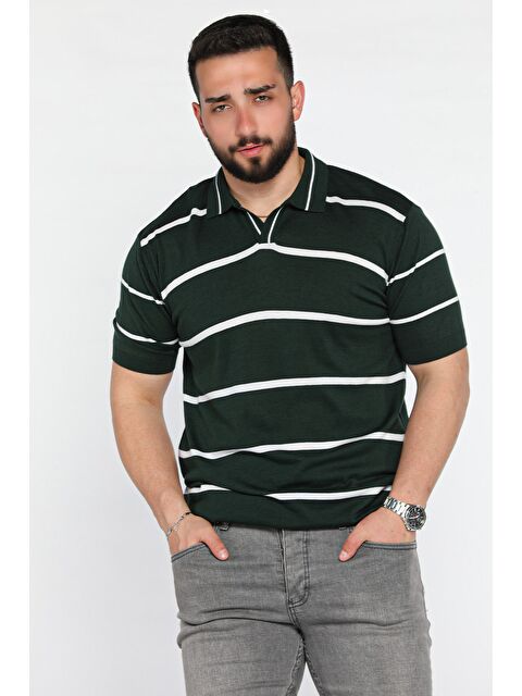 Mishar İtalia Erkek Polo Yaka Çizgi Desenli Triko Tişört - S000399619-19416