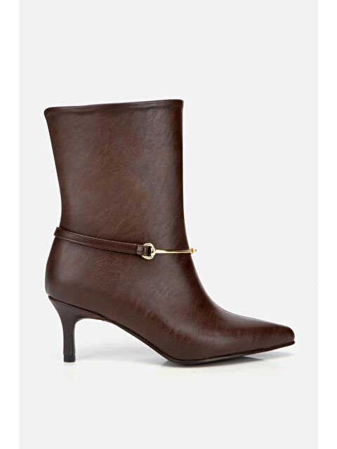 Yaya By Hotiç Kadın Kahverengi Kemer Detaylı Tokalı Bilekte Topuklu Bot - S000487134-19413