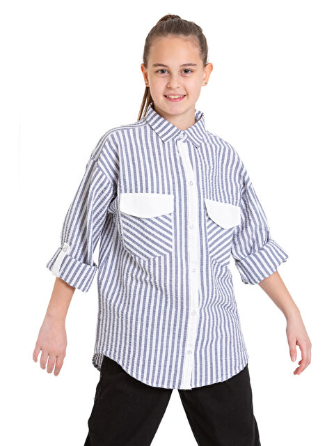 pi pengai Kız Çocuk Flamlı Pamuk Gömlek P092 - S000368650-33408