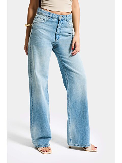 It's Basic Kadın Jean Rengi 4s6-32 Straight Fit Yüksek Bel Denim Jean