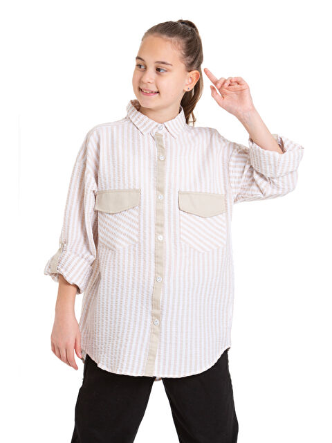 pi pengai Kız Çocuk Flamlı Pamuk Gömlek P092 - S000368650-19966