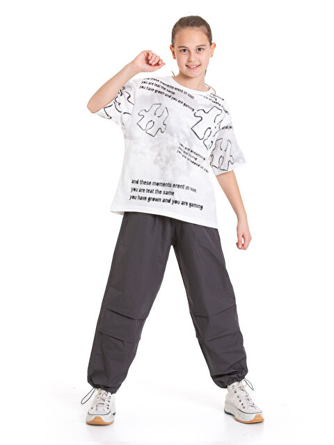 pi pengai Kız Çocuk 2'li Alt-Üst Takım (Paraşüt Pantolon+T-Shirt) P091 - S000368651-33408