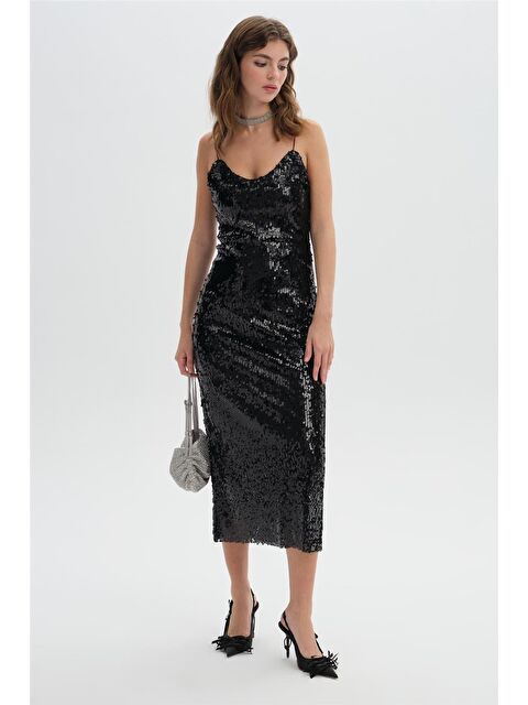 Sherin Siyah Payet Slip Elbise - S000313366-19351