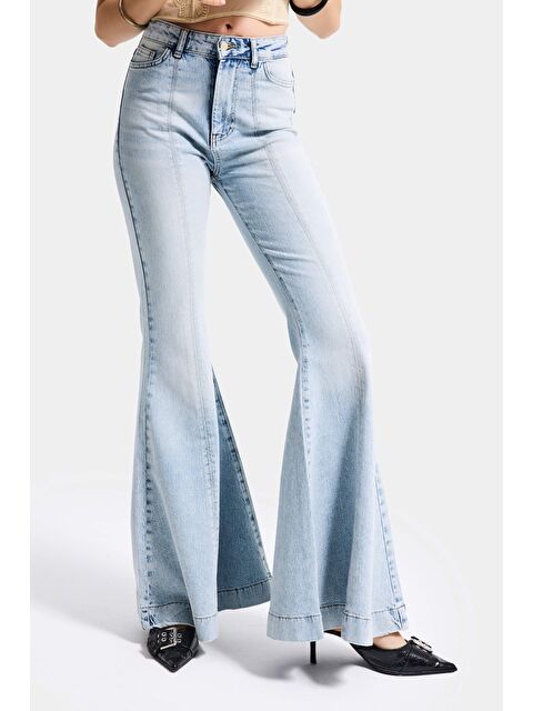 It's Basic Kadın Jean Rengi 4s6-32 Flare Fit Elastan Denim Jean
