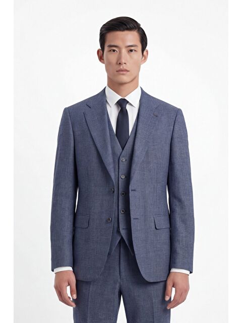 Sabri Özel Erkek Viskon 6 Drop Klasik Açık Lacivert Takım Elbise - S000523792-21164