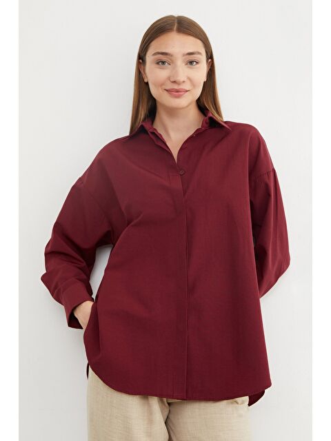 Fullamoda Basic Yırtmaçlı Oversize Gömlek - S000436913-19951