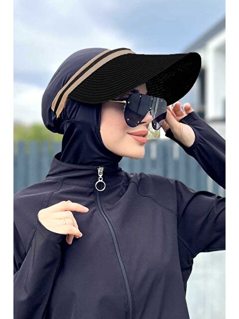 Remsa Mayo Vizör Hasır Şapka Güneş Koruyucu Siperlik RŞ-39 Siyah Camel - S000504069-19351