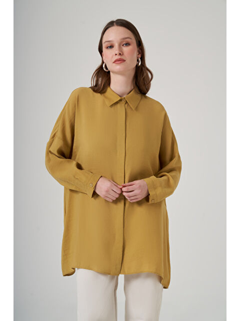 Nuss Oversize Basic Yazlık Gömlek 3001 Amber