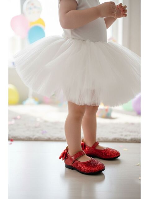 GÖRKEM BEBE AYAKKABI VE TEKSTİL Kırmızı Payetli Kız Çocuk Babet - S000497479-20043
