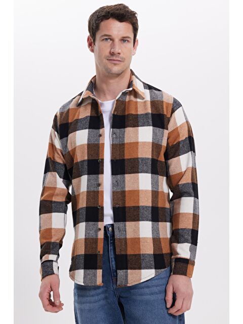 TUDORS Erkek Slim Fit Dar Kesim Kareli Kışlık Oduncu Gömlek - S000523473-23173