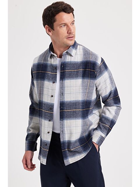 TUDORS Erkek Relax Fit Rahat Kesim Kışlık Kareli Oduncu Gömlek - S000523474-23173