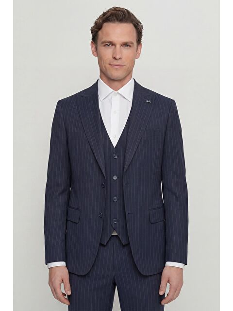 Sabri Özel Koyu Lacivert Vest Suit - S000523796-29672