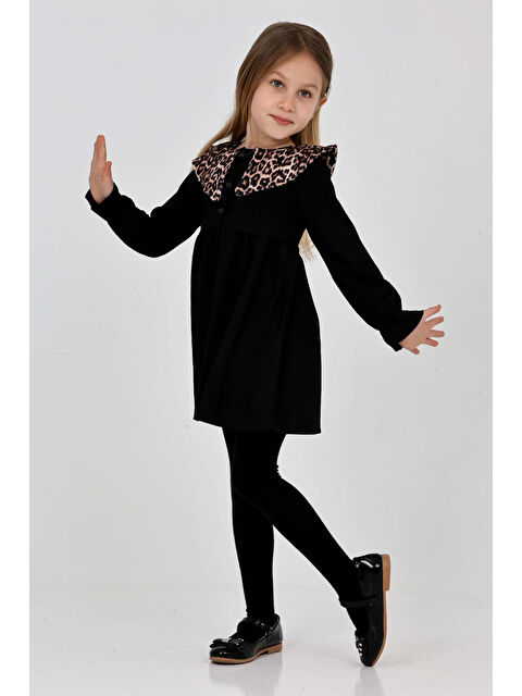 Eftelya Kız Çocuk Yaka Desenli Bürümcük Elbise 12190 - S000363976-19351