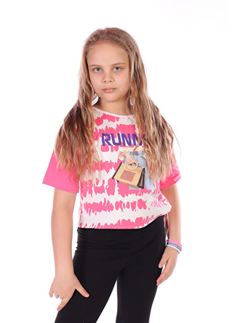 Toontoykids Kız Çocuk Runner Baskılı Batikli Tişört