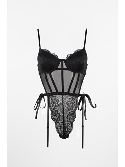 C&City Transparan Bodysuit Siyah