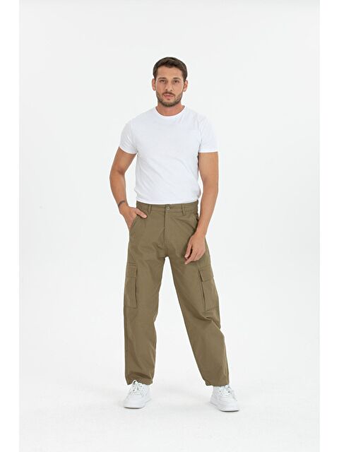 Comstar Erkek Kargo Cep Bol Paça Kahve Baggy Pantolon