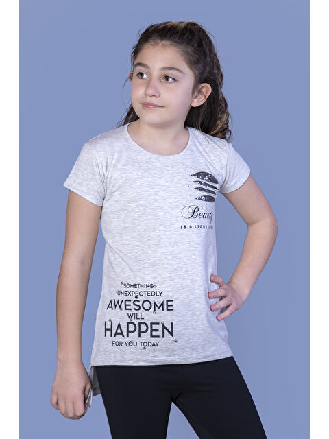 Toontoykids Kız Çocuk T-Shirt Göğsü Lazer Kesim Taşlı - S000255328-19928