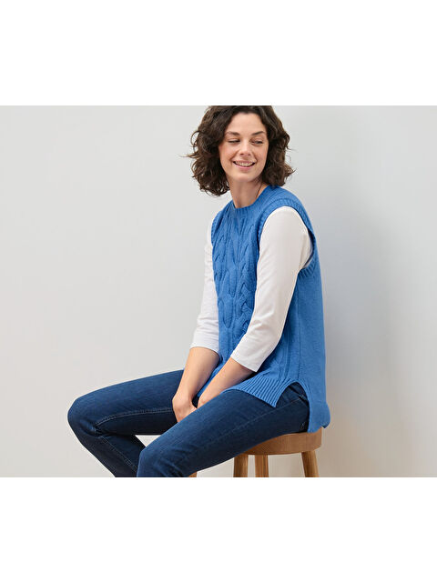 Tchibo Kadın Kolsuz Süveter, Saç Örgü, Kırçıllı Açık Mavi - S000486285-17234