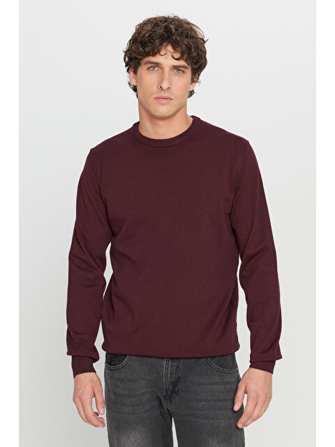 Altınyıldız Classics Erkek Bordo Pamuklu Standart Fit Normal Kesim Bisiklet Yaka Triko Kazak - S000442682-19951