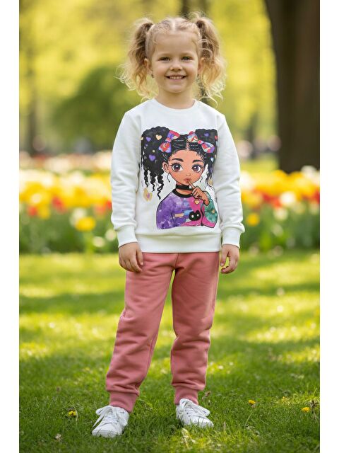 Tofisa Kız Çocuk Gul Kurusu Baskılı Pijama Takımı - 28108-GUL-KURUSU - S000495303-20028