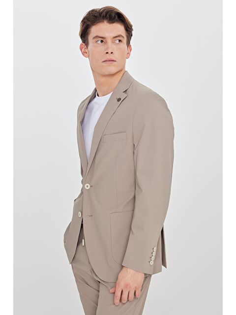 Altınyıldız Classics Erkek Bej Slim Fit Dar Kesim Mono Yaka Torba Cepli Esnek Takım Elbise - S000523482-19928