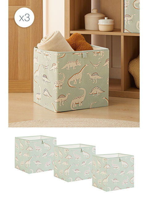 Ocean Home Textile 3'lü Çocuk Odası Dinozor Kutu Set 33 x 30 x 33 cm - S000300962-17259