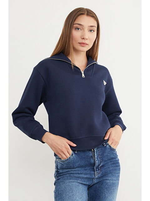 Fullamoda 3 İplik Üçgen Metal Armalı Sweatshirt - S000436915-21164