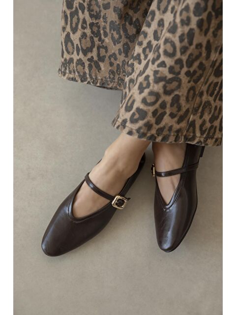 Straswans Stony Kadın Kırışık Deri Babet Kahve - S000513156-19413