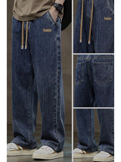 Oksit Reax Rayn Beli Lastikli İpli Düz Paça Rahat Kesim Erkek Jean Pantolon - S000332470-21164