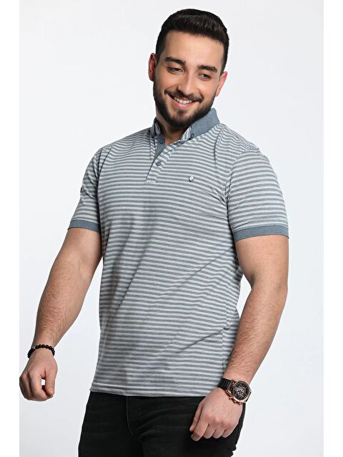 Mishar İtalia Erkek Çizgi Desenli Elastanlı Polo Yaka Tişört - S000303285-23093