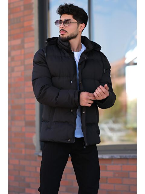 Stilkombin Stil Kombin Çıkarılabilir Kapüşonlu Armalı İçi Kürklü Erkek Şişme Mont 2911_50213 - S000114280-14430