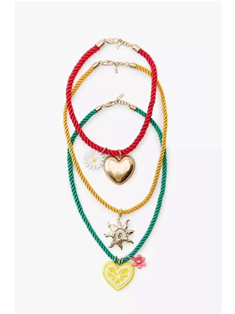 New Obsessions Renkli 3'lü Halat Deniz Charmlı Kolye - S000397569-23173