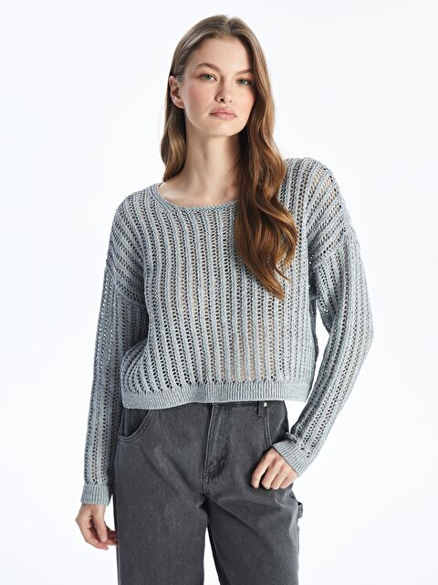 Dexia Maia - Örgü Detaylı Uzun Kollu Triko - Gri Renk - S000202397-20600