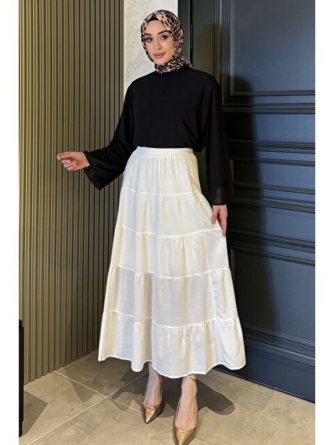 Julude Kadın Bel Lastikli Katlı Ve Pileli Tesettür Etek - S000373437-19966