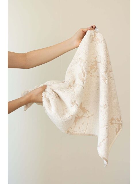 İrya Marble %100 Pamuk Jakarlı El Havlusu 50x90cm Krem - S000504097-19966