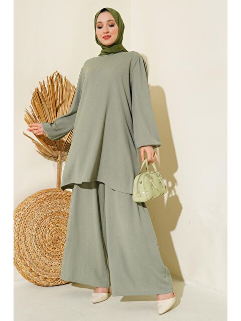 Bigdart Kadın Çağla Yeşili Tunik Pantolon Alt Üst Takım 6663 - S000195068-5236