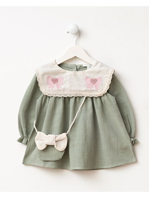 Magu Bebek Yeşil Yakalı Çantalı Elbise - S000497514-18194