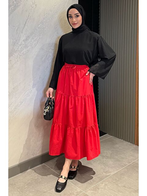 Julude Kadın Bel Lastikli Pileli Katlı Tesettür Etek - S000374898-20045