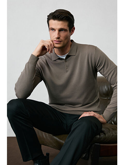 Kiğılı Regular Fit Düğmeli Polo Yaka Triko Kazak - S000494127-26429