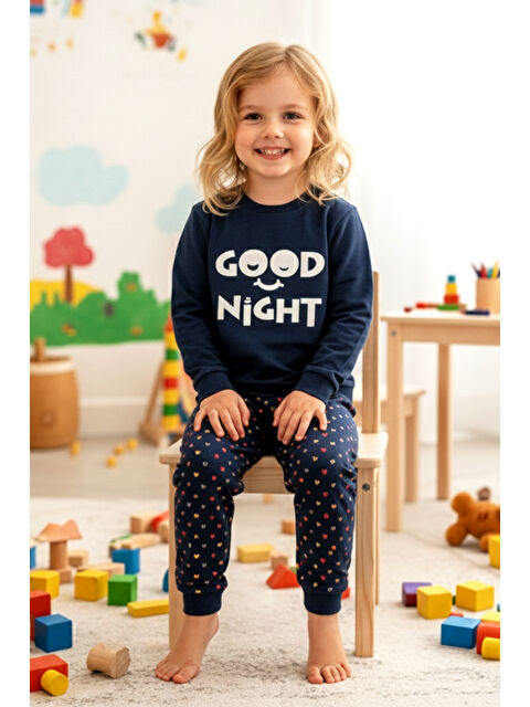 Remsa Kız Çocuk Pamuklu Desenli Pijama Takımı 250575 Lacivert01 - S000497517-37354
