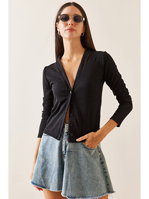 Xhan Siyah Fitilli & Dügmeli Hırka 5YXK3-48927-02 - S000309891-19351