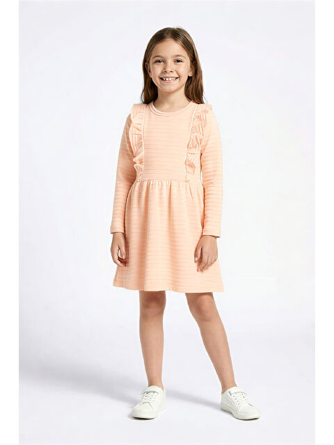 Modanino Kız Çocuk Elbise-Otoman Kumaş-Fırfır Detaylı 6-10 Yaş 12535 - S000517363-37397