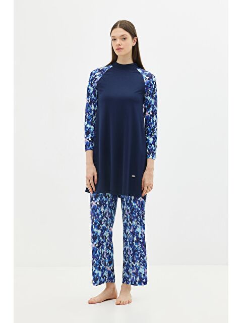 C&City Desenli 4'Lü Tesettür Mayo 1305 Koyu Lacivert - S000375943-29672