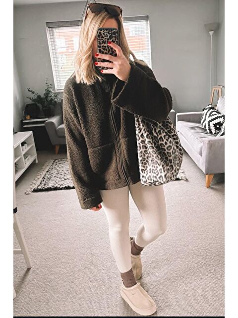 Madmext Haki Cepli Kadın Pelüş Mont Mg2530 - S000457788-18547