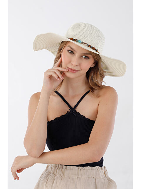 Fullamoda Boncuklu Hasır Şapka - S000394127-19965