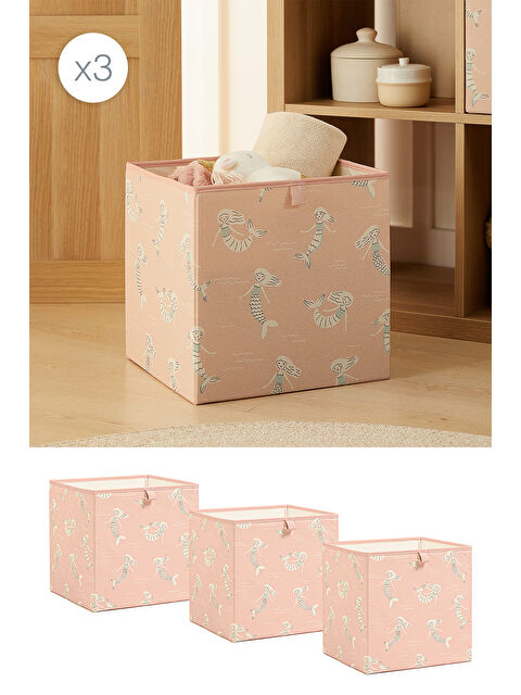 Ocean Home Textile 3'lü Çocuk Odası Deniz Kızı Kutu Set 33 x 30 x 33 cm - S000300964-20024